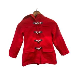 Kids Red Nautica Duffle Coat Hooded Toggle Closure Fleece Lined Cozy Warm
